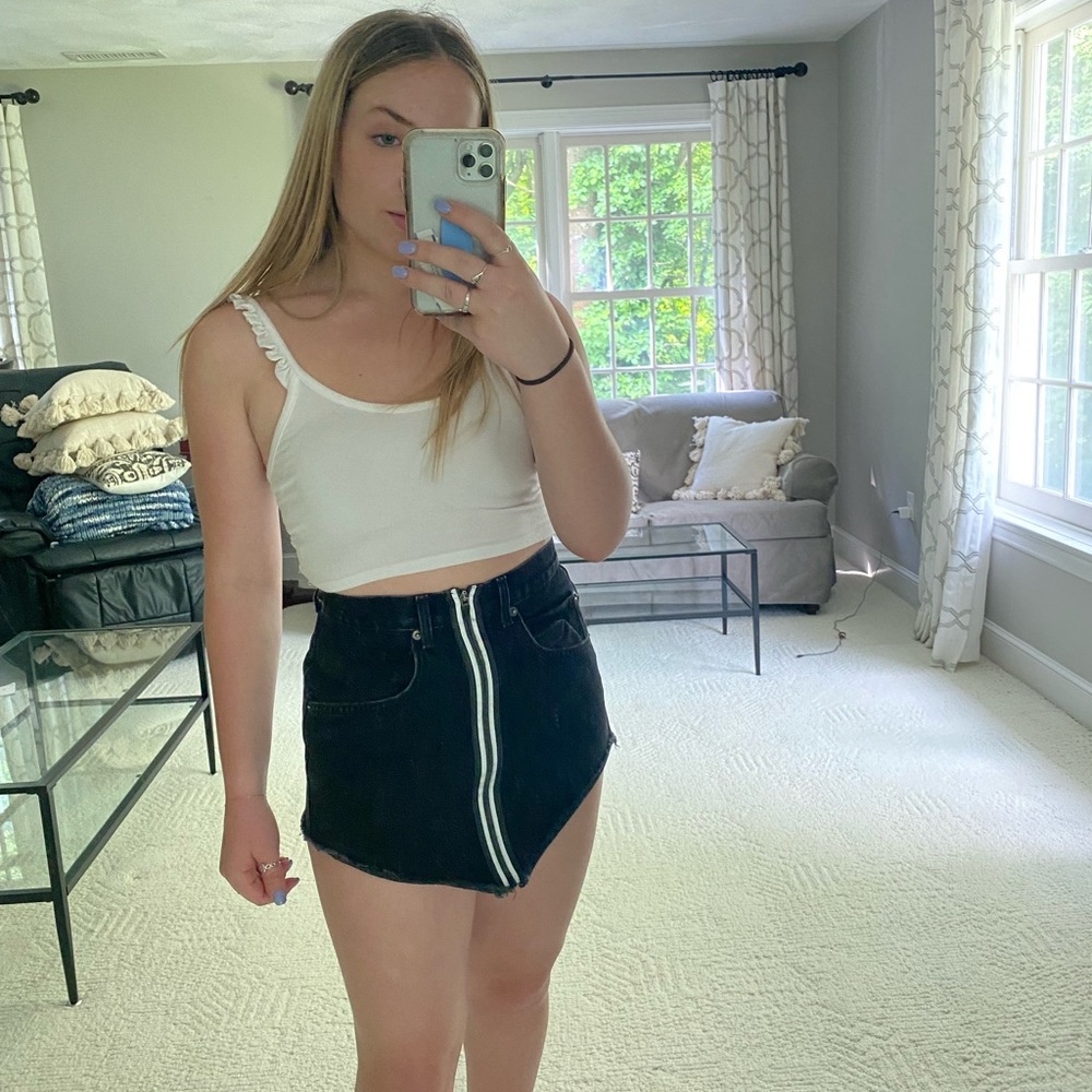 🩵NWOT BLACK CARMAR BEATRICE REFLECTIVE ZIPPER SKIRT